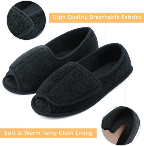 Vista 2 de Git-up -Pantuflas para mujer con diabetesartritisedema, cierre ajustable, espuma viscoelástica, punta abierta, extra ancha