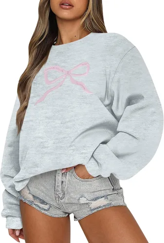Vista 27 de Sudadera casual de manga larga para mujer, cuello redondo, ajuste holgado, tallas S-3XL
