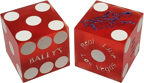 Vista 4 de Par de dados de casino en serie a juego - Auténticos dados de dados de Las Vegas 0.748 in, juegos de mesa y coleccionables - Aliante rojo pulido