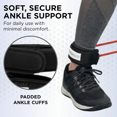 Vista 3 de TheraBand tubos de látex resistentes con manijas portables. Ideales para fisioterapia, pilates para parte inferior del cuerpo, hacer ejercicios