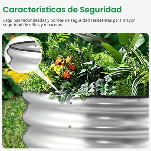 Vista 5 de JERIA Cama de Jardín Elevada, Galvanizada Elevada 2 PCS 2×2×1ft Cajas de Plantación para Exteriores con Fácil Montaje, Cama de Jardín Redonda