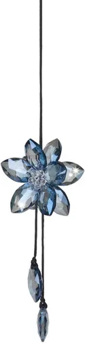 Vista 9 de Accesorio de pendiente decorativo, diseño de flor de cristal, para espejo retrovisor de vehículo, Azul