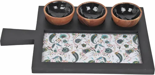 Vista 7 de Zenith's DECOR Bandeja de madera hecha a mano para servir aperitivos, plato de aperitivos, plato multiusos para servir pasteles, aperitivos