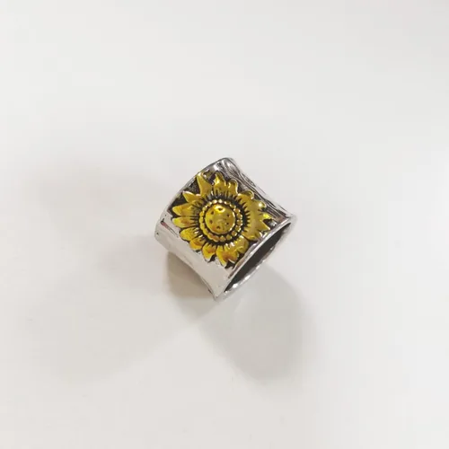 Vista 5 de Anillo de girasol vintage para mujeres y hombres, anillo giratorio de margaritas y girasoles, estilo bohemio, ancho y grueso, anillo de esperanza