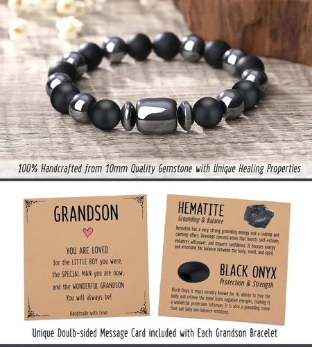 Vista 4 de Pulseras hechas a mano para hombres, regalos geniales para él, novio, marido, papá, hijo, abuelo, nieto, hermano, relleno de calcetines de Navidad