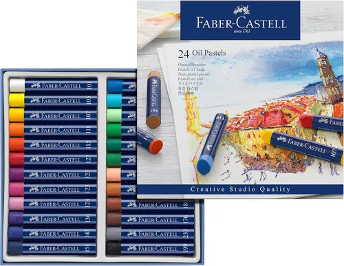 Vista 5 de Faber-Castell Creative Studio - Lápices de colores pastel al óleo, 12 colores vibrantes