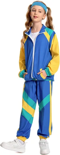 Vista 4 de Conjunto deportivo de los años 80 para niños, disfraz de hip hop, parte superior y pantalones, ropa deportiva de baile retro