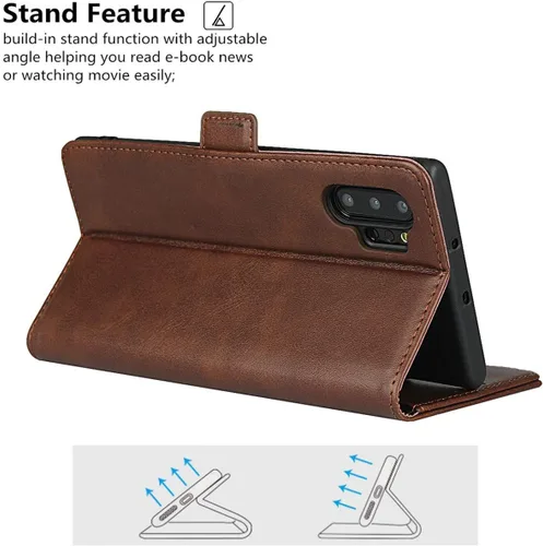 Vista 5 de iCoverCase Funda tipo cartera para Samsung Galaxy Note 10 Plus, cuero sintético de alta calidad, ranuras para tarjetas, soporte para tarjetas