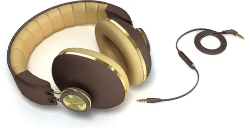 Vista 3 de JLab Audio Bombora - Auriculares con micrófono universal, marrón mate/dorado