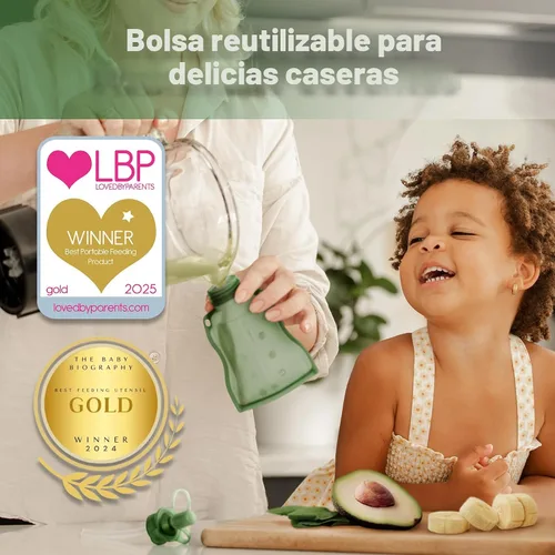 Vista 2 de haakaa Yummy Pouch - Bolsa reutilizable para alimentos para bebés, 4 onzas Verde