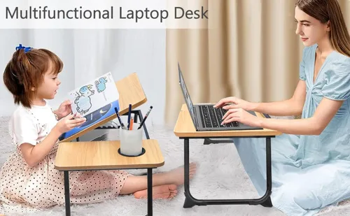 Vista 2 de Mesa portátil ajustable para cama, mesa de cama para portátiles, soporte para portátil para camas, escritorio de regazo plegable para portátiles