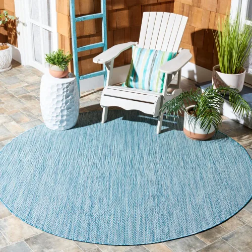 Vista 62 de Safavieh Colección Courtyard CY8022 Alfombra, 2 pies x 3 pulgadas x 5 pies, aguamarina y gris, impermeable, fácil de limpiar, sin pelusa