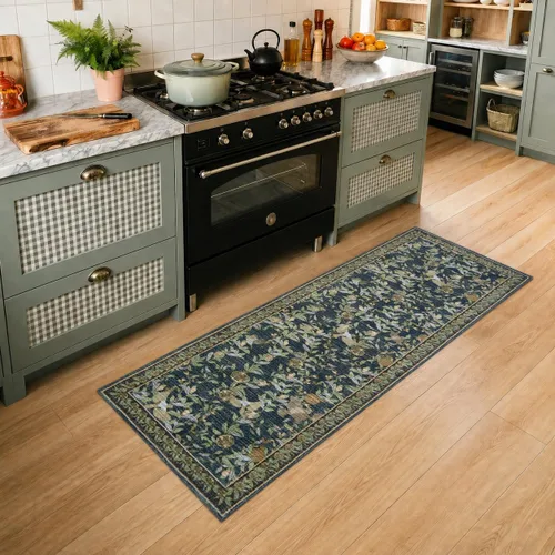 Vista 38 de jinchan Alfombra de entrada lavable vintage floral de medio círculo de 2 x Eden Azul/Verde