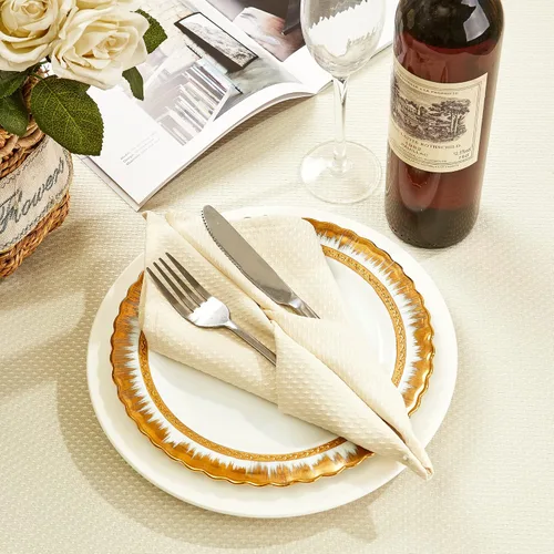 Vista 4 de Mebakuk Juego de 6 servilletas de tela de primera calidad de 17 x 17 pulgadas, lavables y pequeñas, servilletas de mesa suaves para bodas, fiestas
