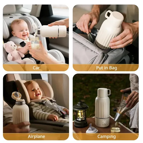 Vista 9 de Snow Bear - Calentador de biberones portátil para viajes, calentamiento rápido en 2.5 minutos para leche materna y fórmula, batería de 10200mAh