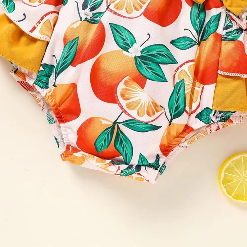Vista 7 de GRNSHTS Mameluco con volantes para bebés y niñas pequeñas, sin mangas, cuello halter, ropa de verano con diadema