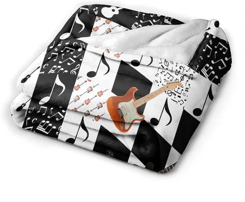 Vista 9 de Manta de guitarra, nota musical, guitarra, instrumentos musicales, manta de regalo para niños, niñas, niños, adultos, mujeres, hombres, súper suave