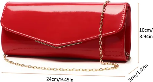 Vista 4 de Bolso de mano de cuero de charol para mujer, elegante bolso cruzado para el hombro, bolso para Navidad, boda, fiesta, baile de graduación