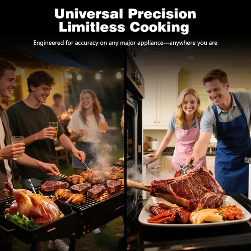 Vista 6 de Termómetro inalámbrico inteligente Bluetooth para carne con base de pantalla, precisión NIST ±0.5°F, sonda ultrafina resistente al calor de 1000 °F
