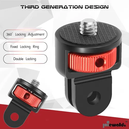 Vista 5 de Niewalda Adaptador de trípode de aluminio, 1 adaptador de conversión de ¼ a 20, compatible con cámaras de acción GoPro, Insta360 X3/Sjcam/cámara