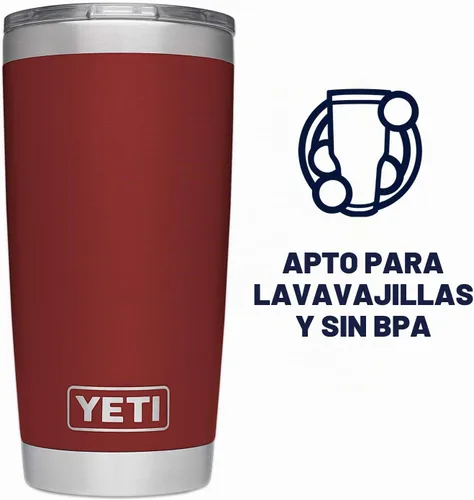 Vista 4 de YETI Rambler - Vaso de acero inoxidable con tapa MagSlider, 20 onzas, color rojo