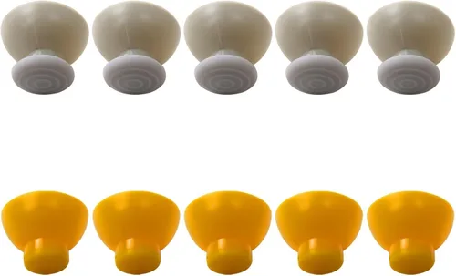 Vista 3 de 10 piezas de goma controlador joystick botón tapa para Nintendo Gamecube (gris y amarillo)