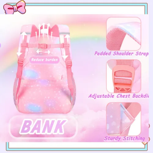 Vista 5 de pisyae Mochila de unicornio para niñas, mochilas para niña, Mochila-01