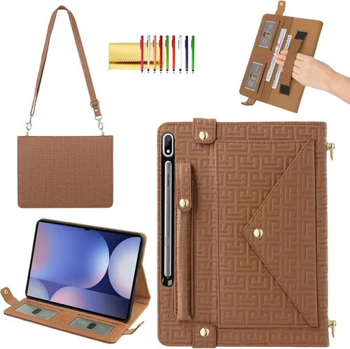 Vista 50 de Bolso Funda para Samsung Galaxy Tab S10 FE/S9 FE 10.9"/S9/S8/S7 11", Techcircle Folio con Soporte Cruzado, Billetera con Ranura para Lápiz S Pen