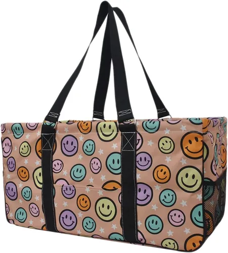 Vista 61 de NGIL Bolsa de comestibles reutilizable extra grande plegable de gran tamaño para comestibles, almacenamiento, picnic, playa, Estampado de vaca