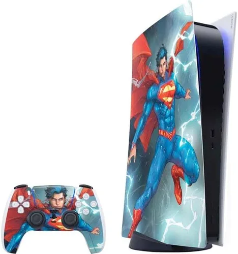 Vista 12 de Skinit Decal Gaming Skin Compatible with PS5 Bundle - Officially Licensed DC Comics Superman Unchained #1 Original Cover Design
