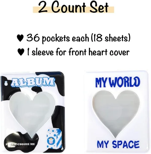 Vista 2 de Lindo mini corazón encantador Kpop Collect Book Album 2 unidades - 36 bolsillos cada una. - para tarjeta de fotos, polcos, carpeta K-pop de 3 x 4