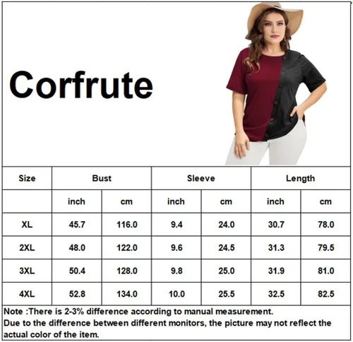 Vista 7 de Camisetas de talla grande para mujer, con botones de contraste, blusas casuales de verano, camisas de manga con puños