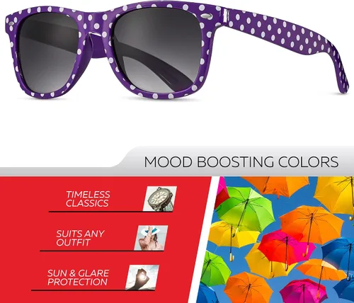 Vista 2 de Retro Rewind Gafas de sol vintage a la moda de lunares para mujer UV400