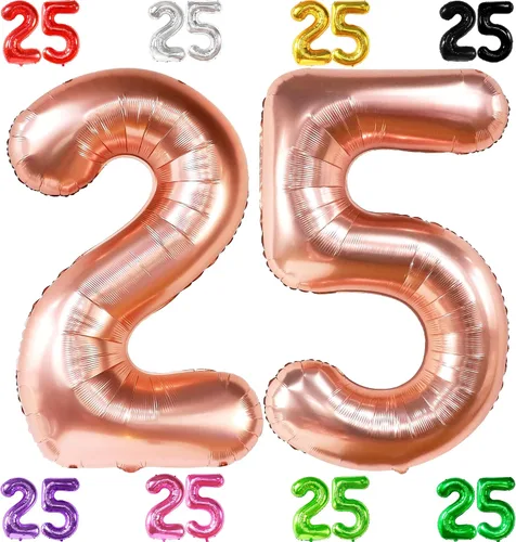 Vista 12 de KatchOn, Globo negro del número 25 de 40 pulgadas, globo de aluminio de Mylar del número 25 para decoraciones de feliz cumpleaños, globos del número