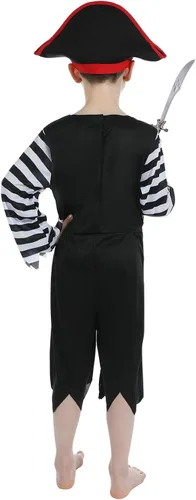 Vista 2 de Leadtex Disfraz de pirata para niños pequeños y niñas con traje pirata todo en uno lindo y parche ocular