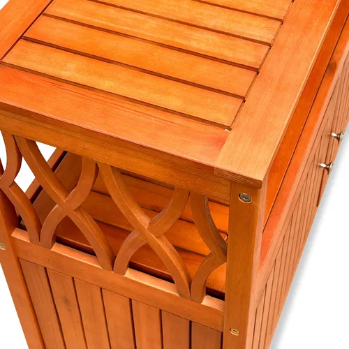 Vista 13 de DTY Outdoor Living Longs Peak Mesa Aparador de Madera de Eucalipto, Gabinete Buffet Exterior con Almacenamiento, Acabado de Aceite Natural