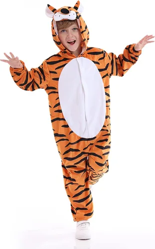 Vista 4 de Disfraz unisex de animales para niños, pijama de animales con capucha de felpa, para Halloween, carnaval, animal, para niños y niñas