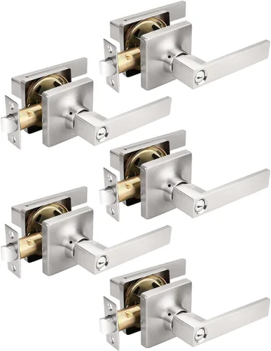 Vista 27 de Mengico Paquete de 1 cerradura de puerta, manijas de puerta negras para interiores, palanca de puerta interior izquierda o derecha, manija de puerta