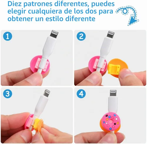 Vista 4 de Flutesan 40 protectores de cable de cargador de dibujos animados