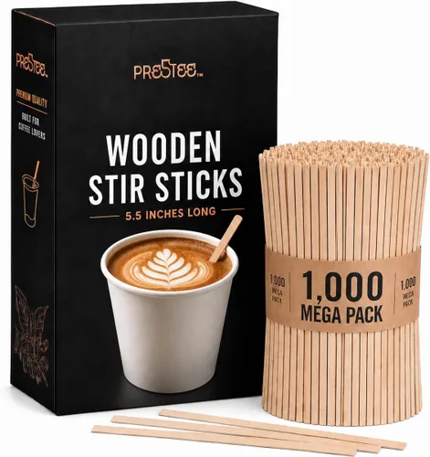 Vista 9 de Prestee Agitadores de café de plástico, 2000 unidades, 5 pulgadas, pajitas de plástico, bebidas y palitos de café, palitos de cóctel Swizzle