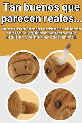 Vista 3 de Living Nature - Peluche suave, diseño de vaca de peluche, animales de granja, 20cm, desconocido