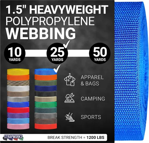 Vista 44 de Strapworks Heavyweight Polypropylene Webbing - Heavy Duty Poly Strapping for Outdoor DIY Gear Repair, 1.5 Inches