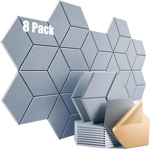 Vista 27 de Paquete de 12 paneles acústicos autoadhesivos de 12 x 10 x 0.4 pulgadas, paneles de espuma a prueba de sonido con alta densidad, elegante diseño