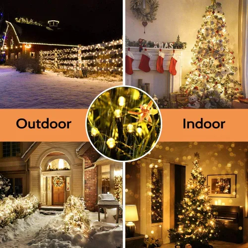 Vista 6 de Lyhope Luces de Navidad, 200 luces LED de 72 pies, 8 modos, funciona con pilas, impermeables, para exteriores e interiores, patio, césped, paisaje