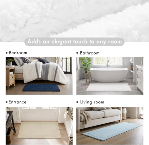 Vista 7 de Madison Park Splendor - Alfombra de baño reversible 100% algodón Blanco