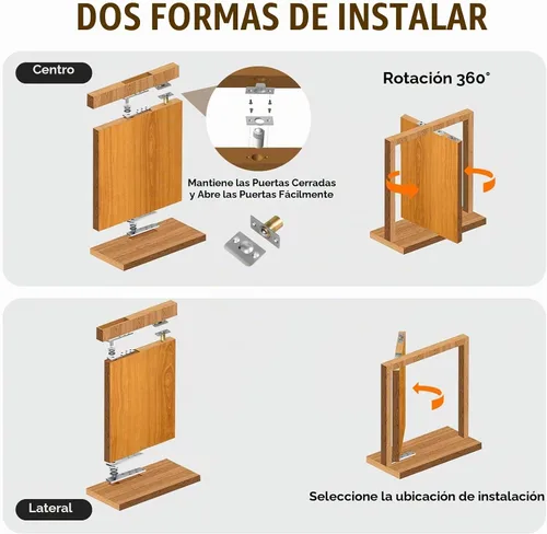 Vista 4 de Bisagra de pivote de puerta oculta Heavy Duty 200LB Hardware de puerta de madera 2PCS Thickened stainless steel pivot hinges create hidden doors