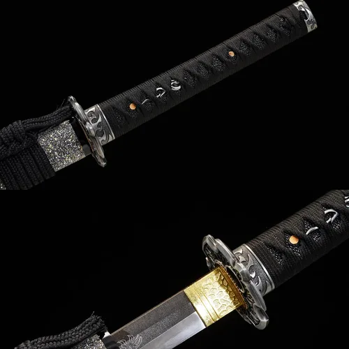 Vista 4 de Espada Katana Wuaiyebet forjada a mano tradicional con acero de alto carbono 1045/1060, espadas samurai japonesas hechas a mano, templadas al calor