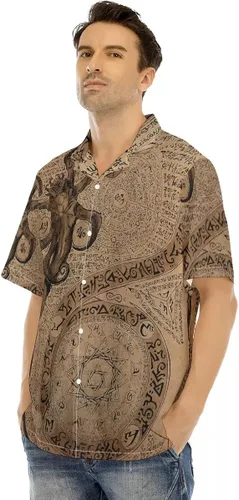 Vista 4 de FoxWears Cthulhu - Camisa hawaiana, camisas hawaianas grandes y altas para hombres, camisa con botones con estampado de animales, regalos