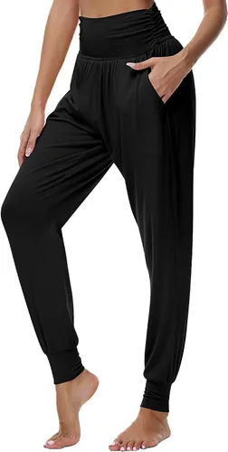Vista 2 de Ficerd Paquete de 3 pantalones deportivos para mujer, cómodos pantalones de descanso con bolsillos de cintura alta, pantalones deportivos cómodos