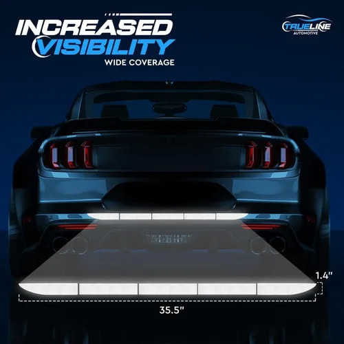 Vista 3 de TRUE LINE Automotive Adhesivo reflectante para maletero trasero, adhesivo de advertencia trasero de parachoques, marcadores de seguridad para moldura